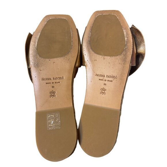 Paloma Barcelo Metallic Bronze Espadrille Slides With Bow Detail Womens Size 8.5 - Picture 6 of 7